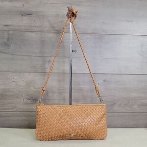 Elliott Lucca Brown Leather Woven Crossbody Shoulder Bag
